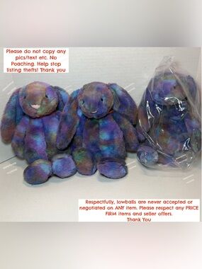 1 SINGLE BNWT JELLYCAT ZODIHOP LUXE TIE DYE/GALAXY BUNNY RECEIPT AVAILABLE